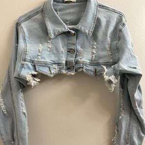 Denim jean crop jacket